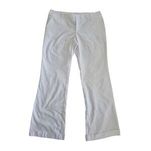 Hailee White Flare Dress Pants Cuffed Hem Stretch Career Trousers Large